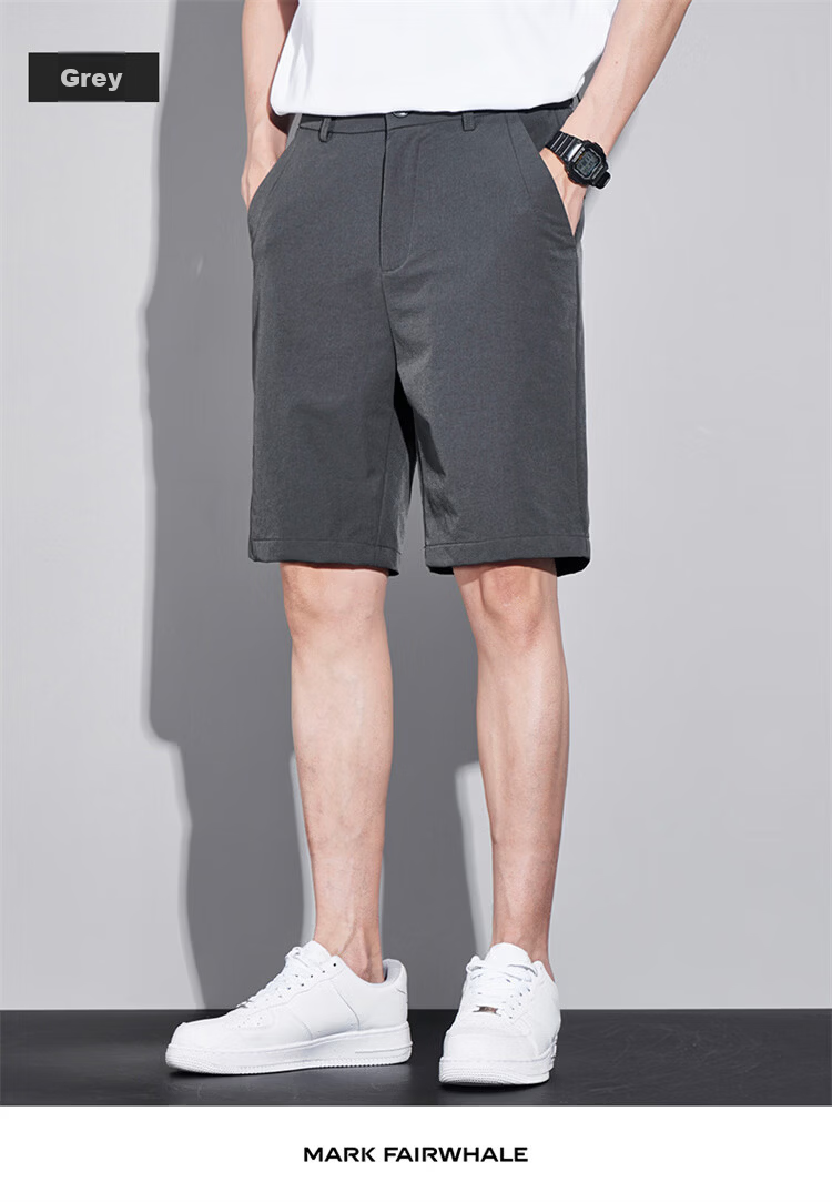 MARK FAIRWHALE Men's Summer Thin Ice Silk Quick-Dry Loose Straight-Leg Casual Shorts Mid-Length Pants 16