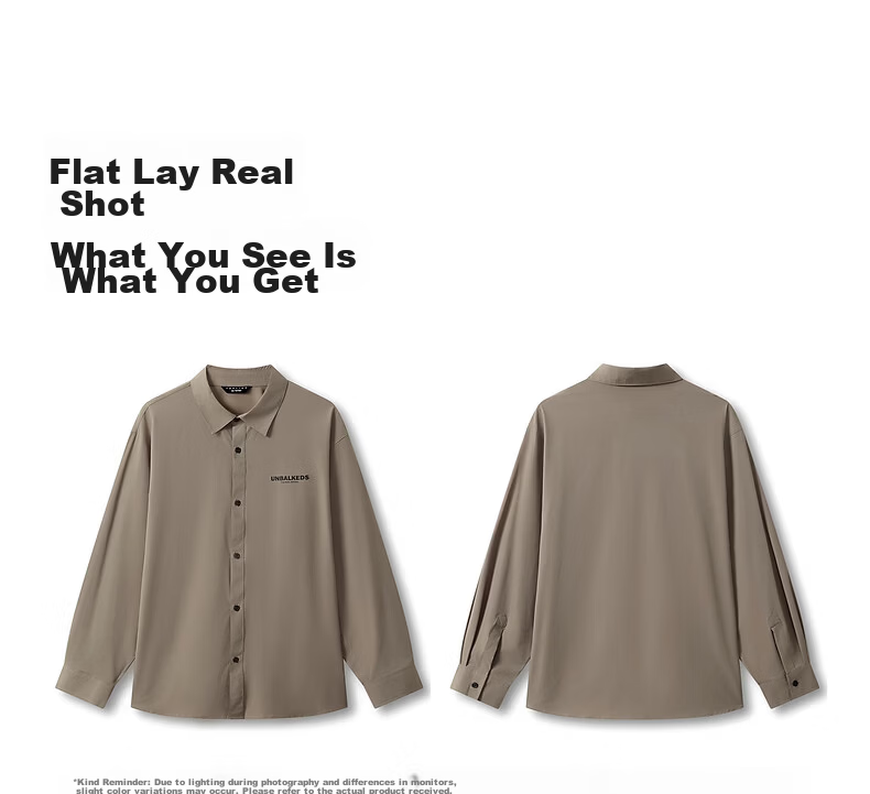 TonLion 2026 Spring New Turn-Down Collar Long Sleeve Shirt Men's Dark Khaki American Vintage Lightweight Shirt Jacket 3