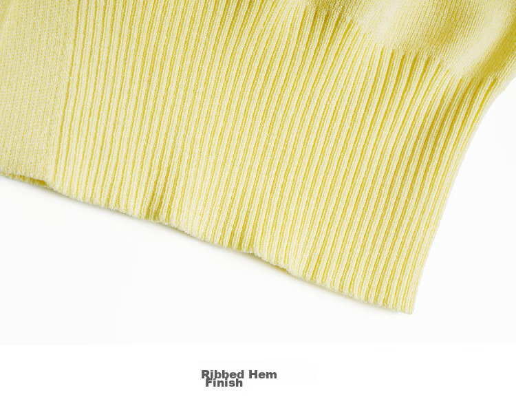 Olrain Heart Embroidered Knit Cardigan Women's Summer V-Neck Short Sleeve Top Yellow XL 24