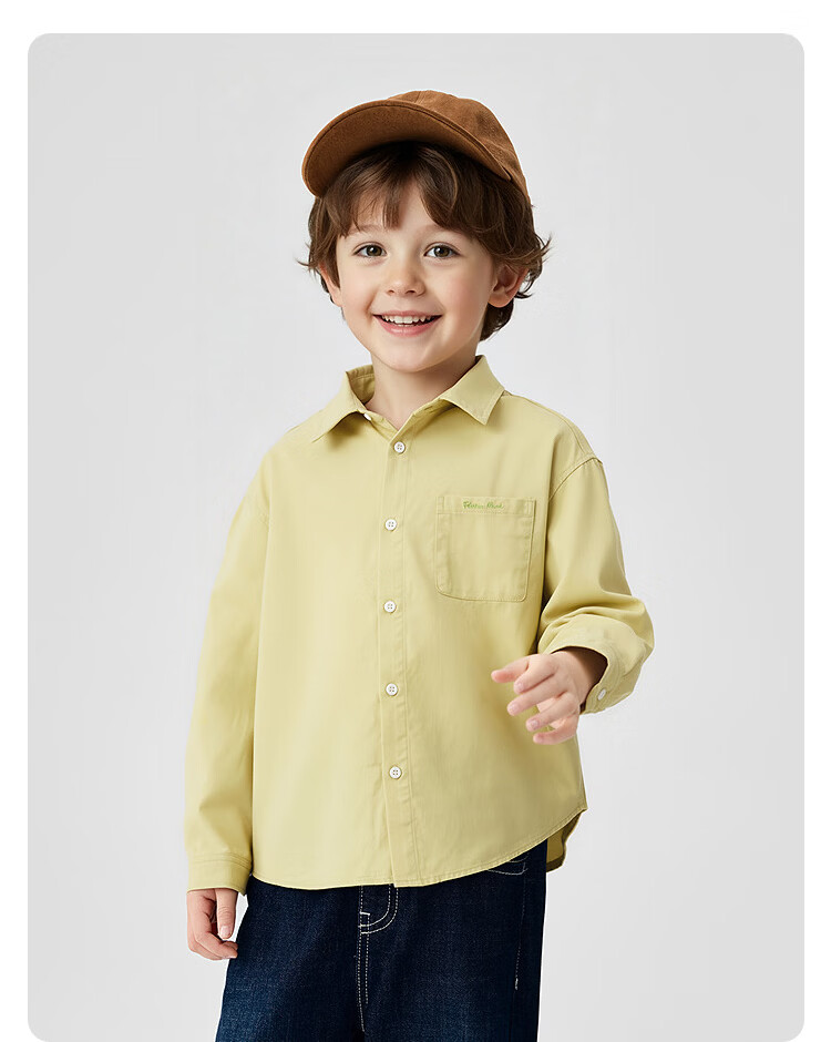 Balabala Boys' Long Sleeve Shirt with Turn-Down Collar Baby 2026 New Spring Curved Hem Pure Cotton Skin-Friendly Versatile Top 42