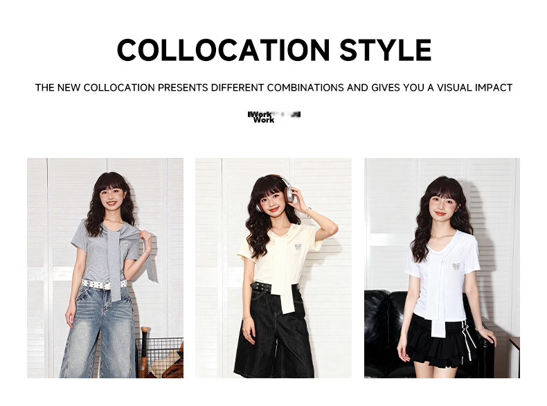 TonLion Navy Collar Short Sleeve Women's Cape Design College Style High-End Summer New Trendy Korean Student Short T-Shirt 5