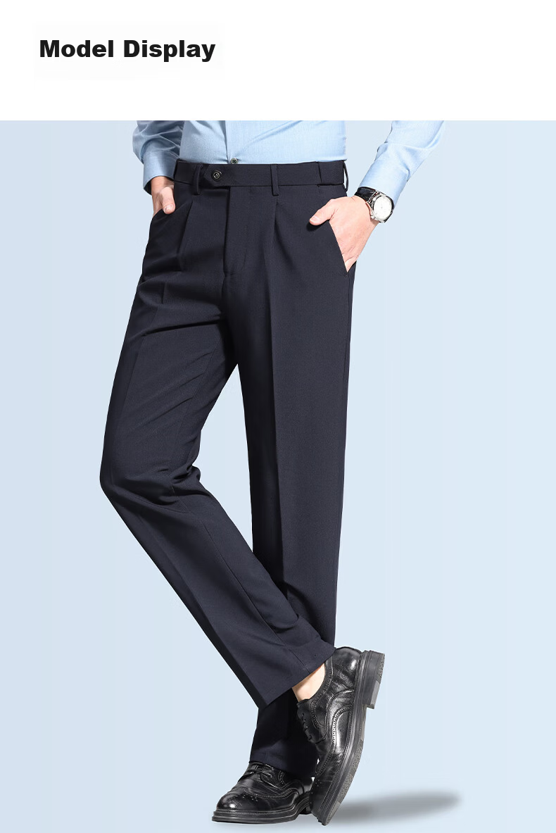 FIRS Anti-Wrinkle Non-Iron Double-Pleat Men's Business Straight-Leg Pants Loose Workwear Casual Trousers for Men 15