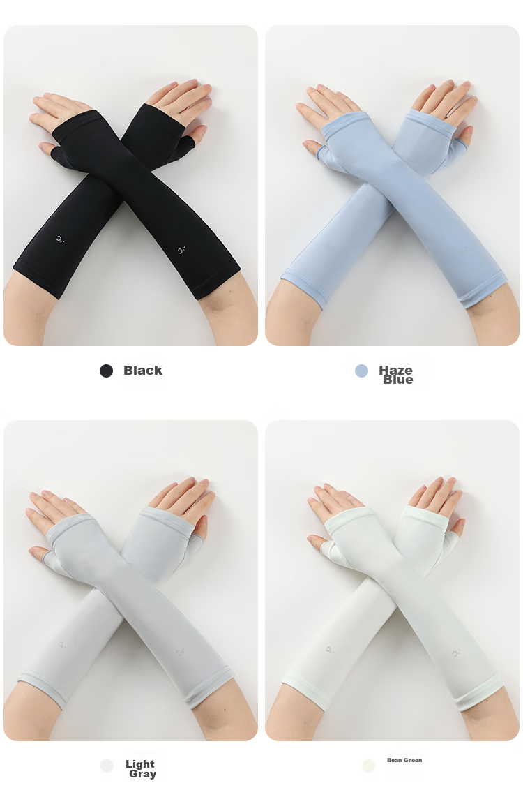 JIUMU Ice Silk Sun Protection Sleeves Children's Cooling Sleeves Summer Outdoor Sports UV Protection Arm Sleeves Boys Girls Arm Guards BX068 Light Gray 9