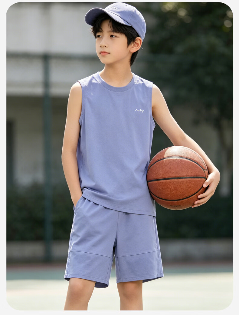 Disney Boys Summer Set Thin Short Sleeve Shorts Youth Sports Quick-Dry Vest 2-Piece Set 0141 Dark Blue 150 6