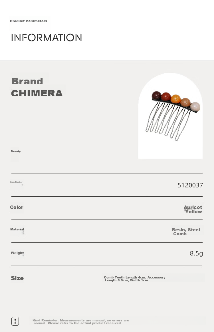 CHIMERA Minimalist Beaded Hair Comb Fringe Clip Versatile Hair Tamer for Women Qixi Festival Gift 2