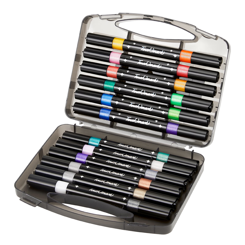 Touch Mark Dual-Ended Acrylic Markers 48 Colors Soft Tip 24pcs Glitter Gel Watercolor Fluorescent Pens for Students Journaling Kids Birthday Gift Free Shipping