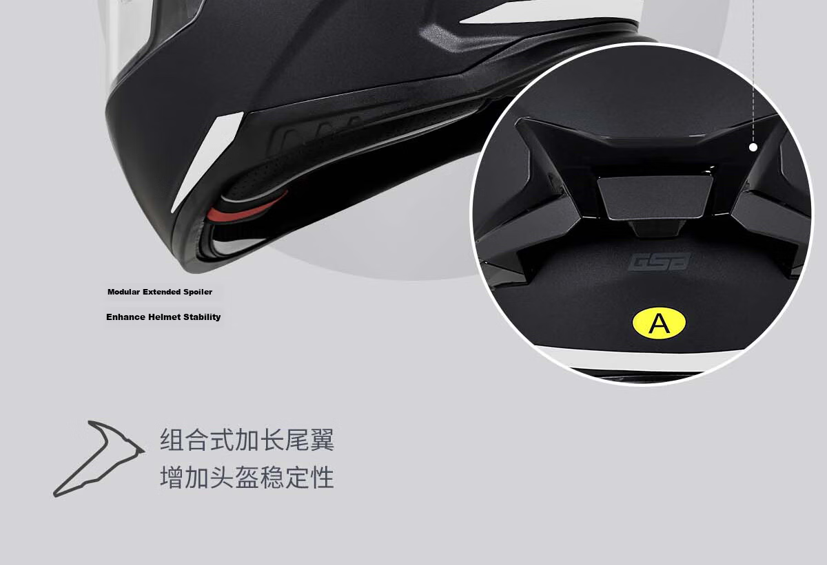 GSB Motorcycle Helmet Full Face Unisex Touring Four Seasons G-361GT Flash Black XL 10