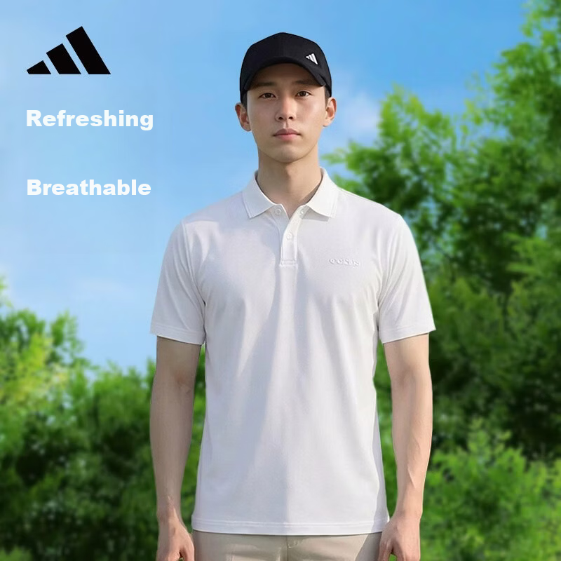 Adidas Men's Summer Short Sleeve Polo T-Shirt Sports Casual Comfortable Quick-Dry Bright White 2XL 1