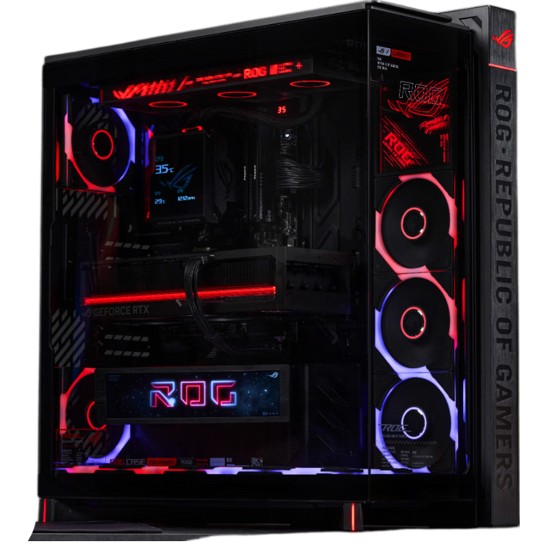 ASUS ROG Phantom Gaming Case Deluxe Edition Right-Angle Tempered Glass 9.2-Inch Display Module Rotatable Fan Bracket GR801