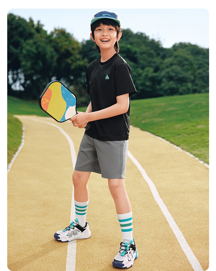 Balabala Kids Boys Short Sleeve Set Girls Two-Piece T-Shirt 2026 New Summer Quick-Dry Sports Pants Cooling 40