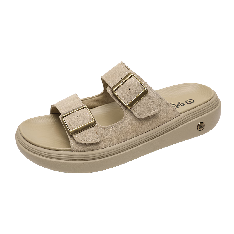 Goldlion Men's Shoes 26th Anniversary New Retro Suede Hook-and-Loop Casual Shoes Lightweight Sandals G589620386XXF Apricot Size 38