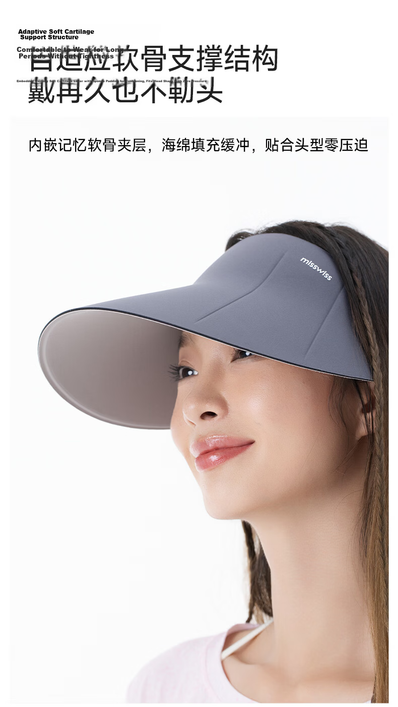 MissWiss Double-Sided Sun Protection Hat for Women Summer Outdoor UV Protection Versatile Sun Hat Goddess Black - Qi Wei Same Style 13