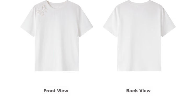 Vimly Butterfly Hollow Embroidery Cotton Short Sleeve T-Shirt Women Summer New Loose Fit Casual Round Neck Top Cloud White L 26