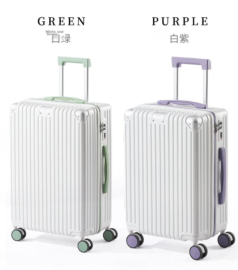 ELLE French Fashion Colorblock Luggage Suitcase Scratch-Resistant Carry-On White Purple 22 Inch 6