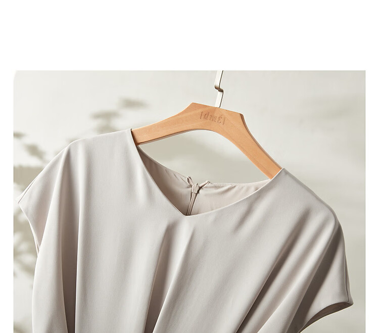 DME A-Line Skirt Summer Commuter V-Neck Short Sleeve Simple Mid-Length Dress for Women 23