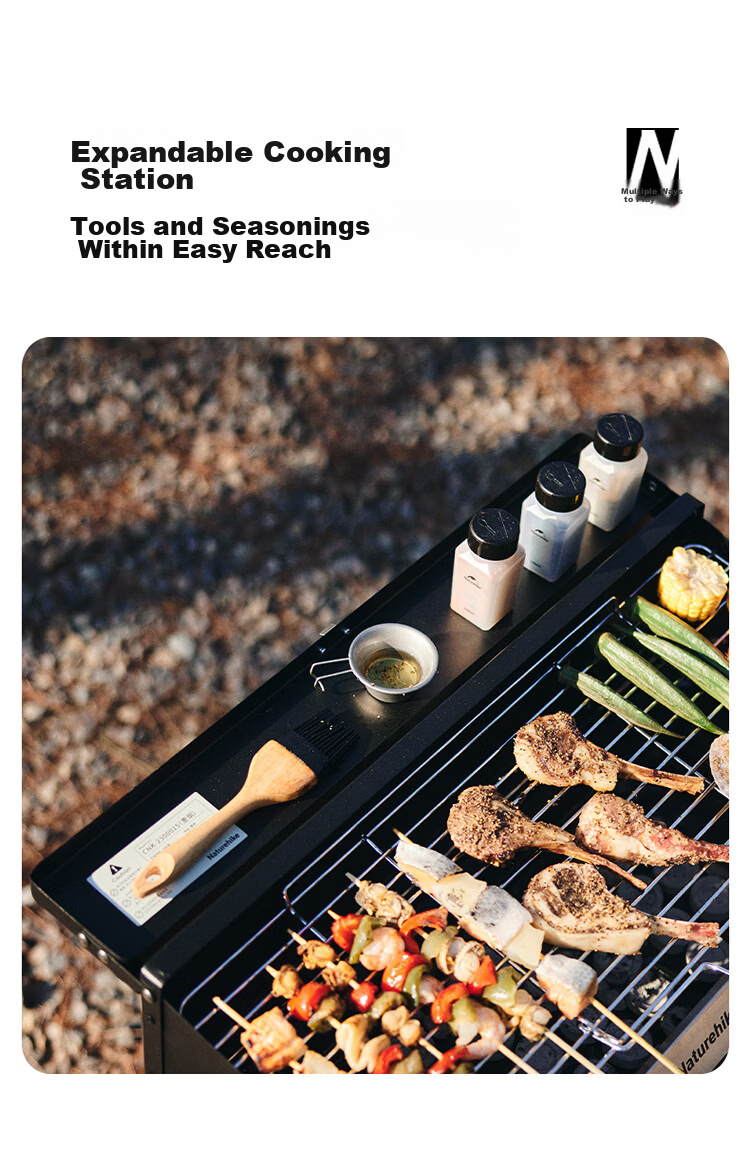 Naturehike Portable Foldable Vertical Charcoal BBQ Grill Outdoor Camping Barbecue Rack for 5-10 People 14