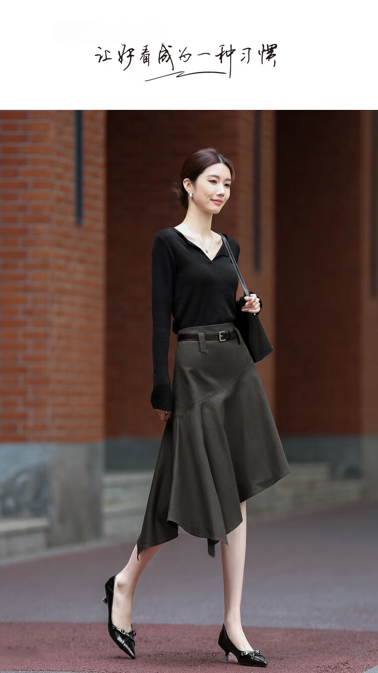 Demana Artisan Pure Cotton Woven Spring Design OL Irregular Hem A-Line Mid-Length Women's Skirt 1