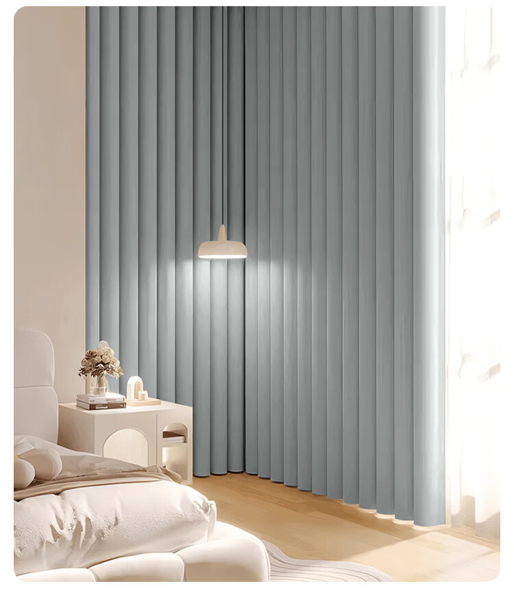 JD Jingzao Double-Sided Chenille Curtain Blackout Hook-On Bedroom Sunshade Heat Insulation Smoke Silver Gray 2m Width x 2.5m Height 1 Piece 14