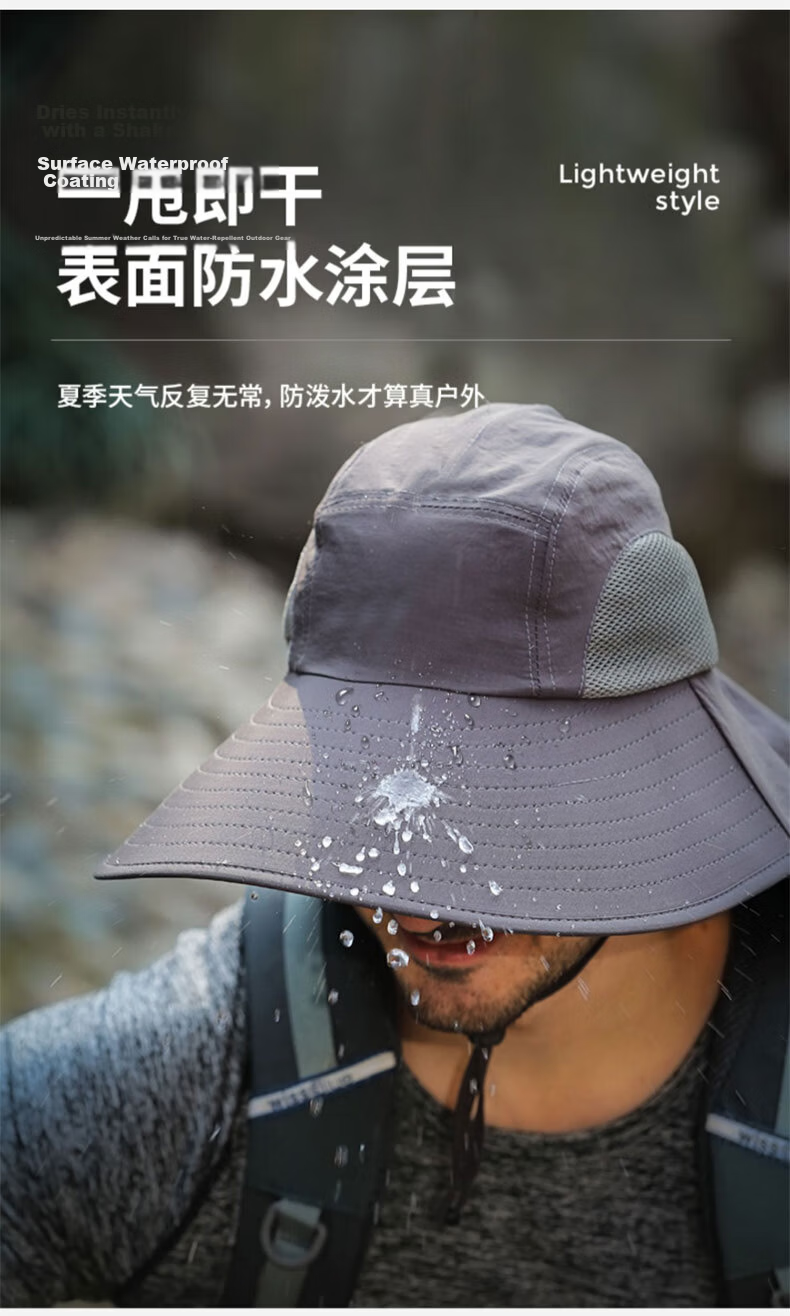 DUSENNA Men's Sun Protection Hat Outdoor Fishing Mountaineering Sun Hat Colorblock Face Cover Sunshade Hat Dark Gray 5