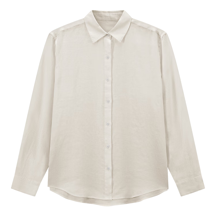JD Jingzao Linen Shirt Luxury Vintage Style Women's Shirt High-end 2026 New Summer Long Sleeve Light Beige L