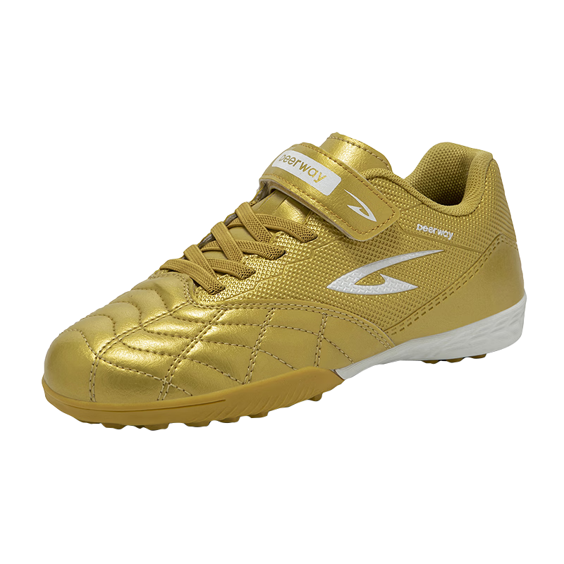 DEERWAY Kids Soccer Shoes 6-12 Years Boys Girls Professional TF Turf Cleats Non-Slip Training Shoes White Platinum Size 35