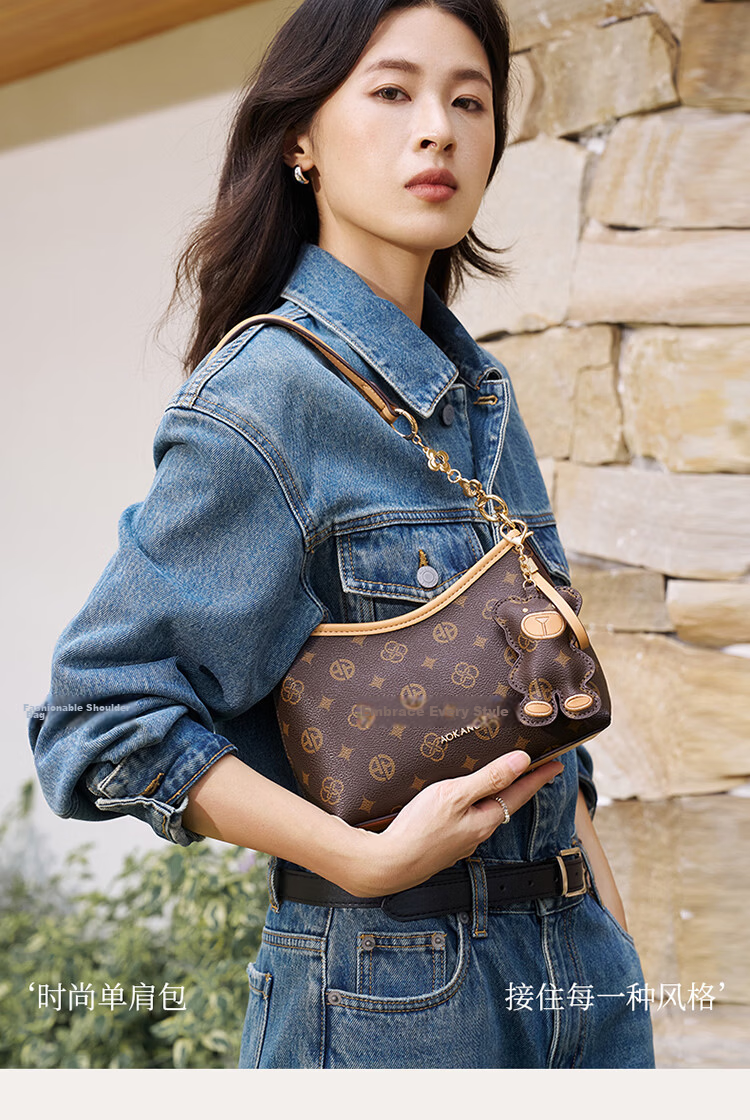 Aokang Women's Bag 2026 New HOBO Underarm Tote Light Luxury Crossbody Shoulder Bag Birthday Gift for Girlfriend Wife 2