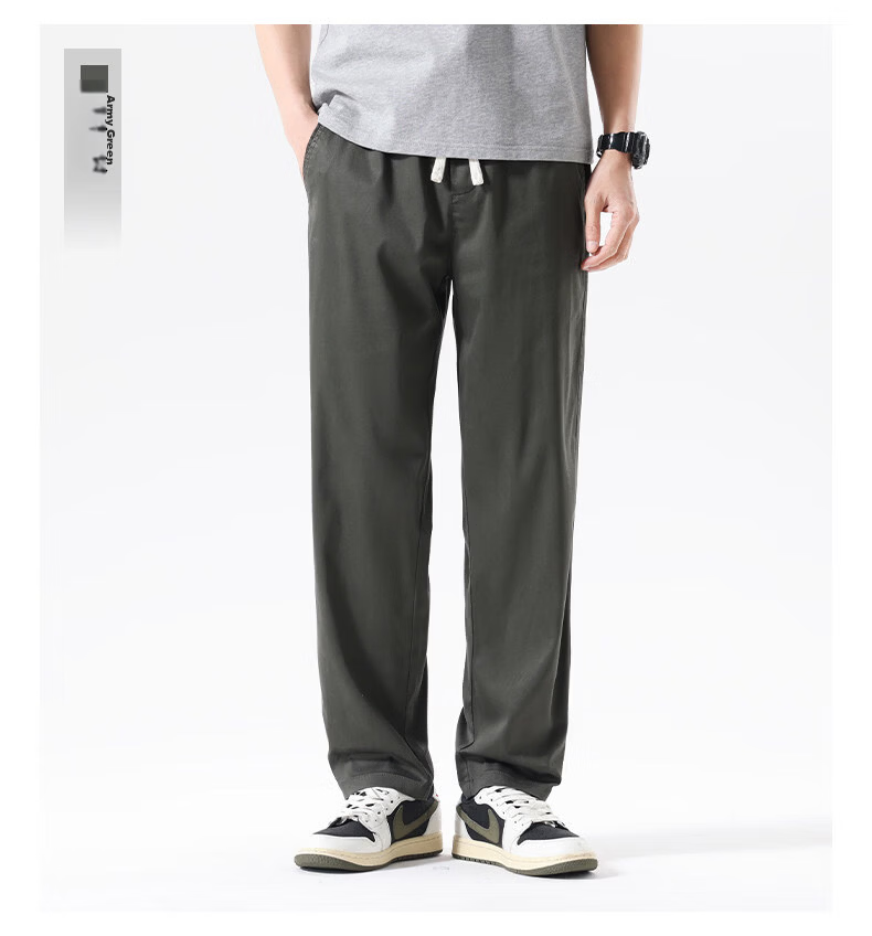 Fingercroxx IT American Vintage Casual Men's Summer Lightweight Lyocell Simple Loose Pants Modern Gray 29 17