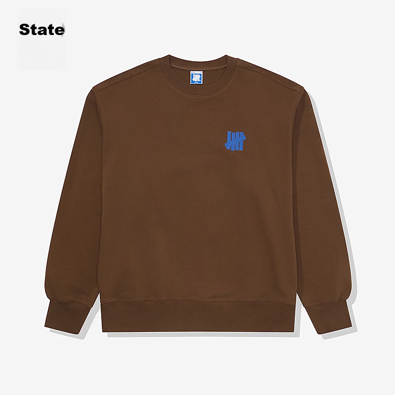 UNDEFEATED Five Stripes Official Autumn New Fashion Casual Sports Letter Pattern Crewneck Sweatshirt Brown S