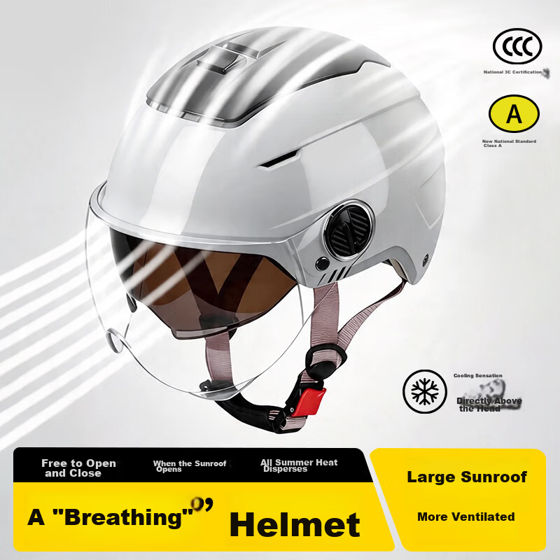 Lyevre Electric Bike Helmet Summer Unisex Motorcycle Half Helmet Sun Protection Dual Lenses Four Seasons Universal Electric Scooter Safety Helmet 3C Certified