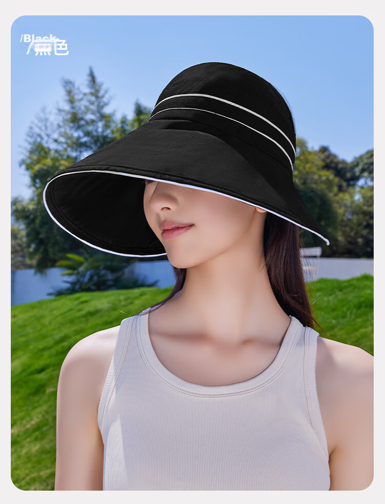Romon Women's Sun Protection Hat UV Protection Wide Brim Face Covering Sun Hat Open Top Bucket Hat 13