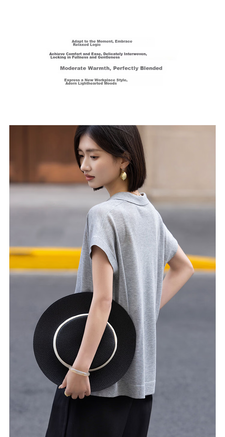 Demana [Breathable Tencel] Summer Lightweight Office Polo Collar Loose Slimming Concealing Knit Sweater for Women Premium Feel 6