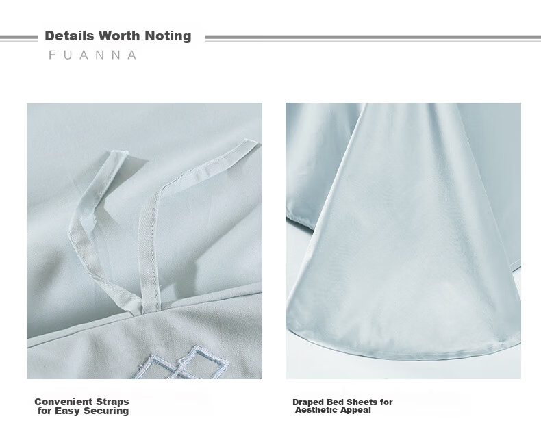 FUANNA Pure Cotton Four-Piece Set 120s Double-Strand Long-Staple Cotton Sateen Embroidery Class A Double Extra Large All Cotton Bedding Set 230*229cm Stingli 14