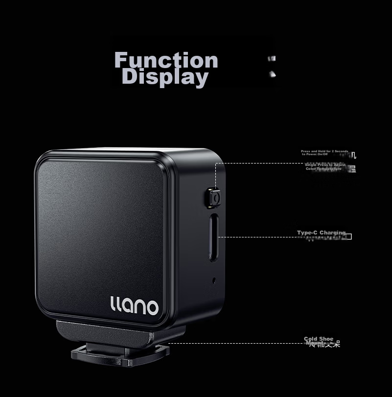 Llano DJI Action6/Action5Pro/4 Fill Light ACE Pro2 Sports Camera Cold Shoe Magnetic Mini Light Night Portrait Shooting/Live Streaming Constant Light 12