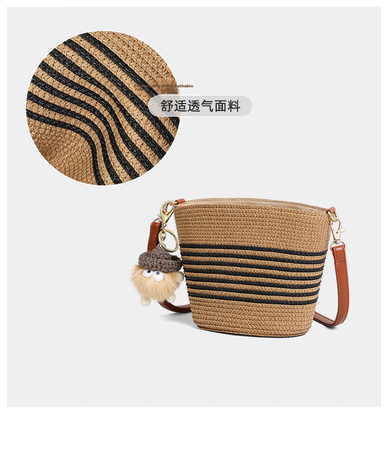 Love Sea Woven Crossbody Bag for Women Straw Bucket Beach Bag Birthday Gift for Girlfriend Wife Premium Feel 23