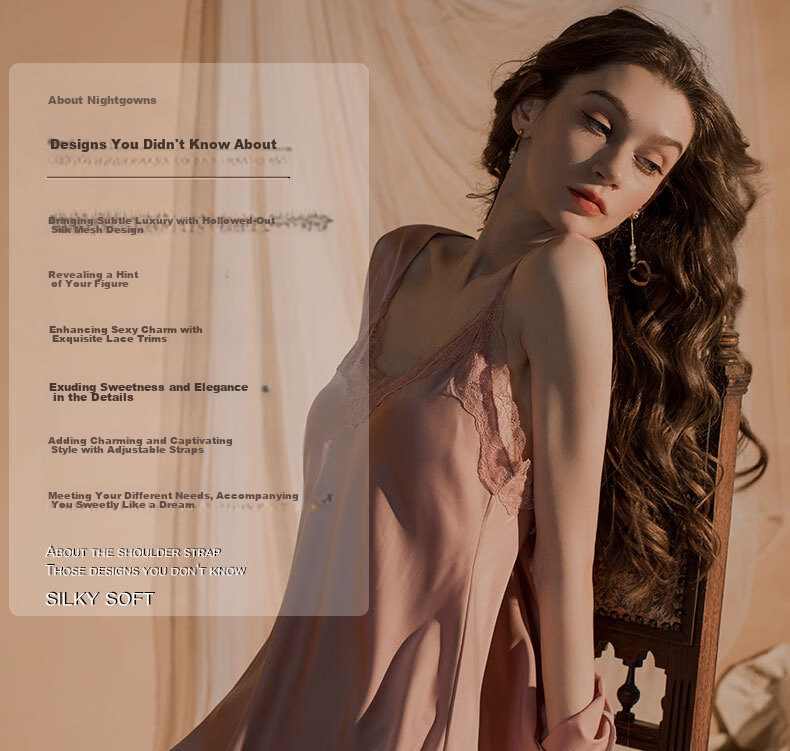 BONAS Premium Pure Style Ice Silk Women's Nightdress Imitation Silk Sexy Camisole Sleepwear Gift Box Packaging for Girlfriend 9
