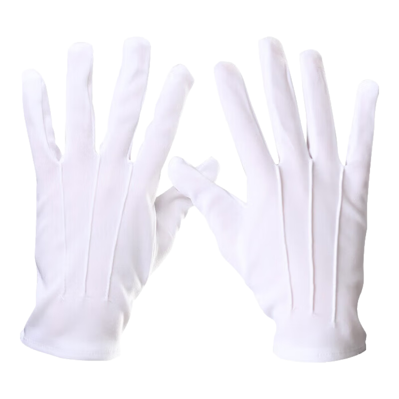 BAIGE Three-Rib Etiquette White Gloves, Cotton Sweat Cloth Inspection Antique Thickened Work Gloves, Breathable Style with Buckle, 10 Pairs, CW996863