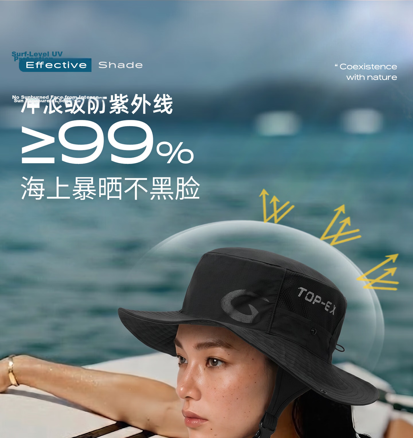 FANCET Outdoor Water-Repellent Surfing Hat Unisex Summer UV Protection Sunshade Mountaineering Camping Fisherman Hat 1