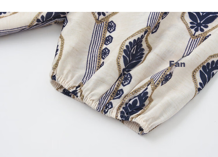 Demana [Vacation Choice] Summer Ethnic Style Printed V-Neck Tassel Tie Loose Slim Shirt for Women Premium Feel 13