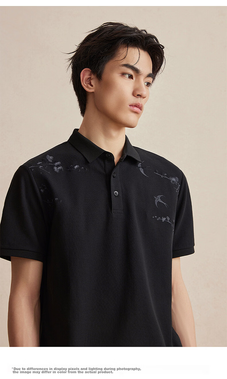 CABBEEN 200G Sorona Cooling Pique Polo Shirt Breathable Honeycomb Texture Plum Blossom Embroidery Summer 2026 Short Sleeve Polo 21