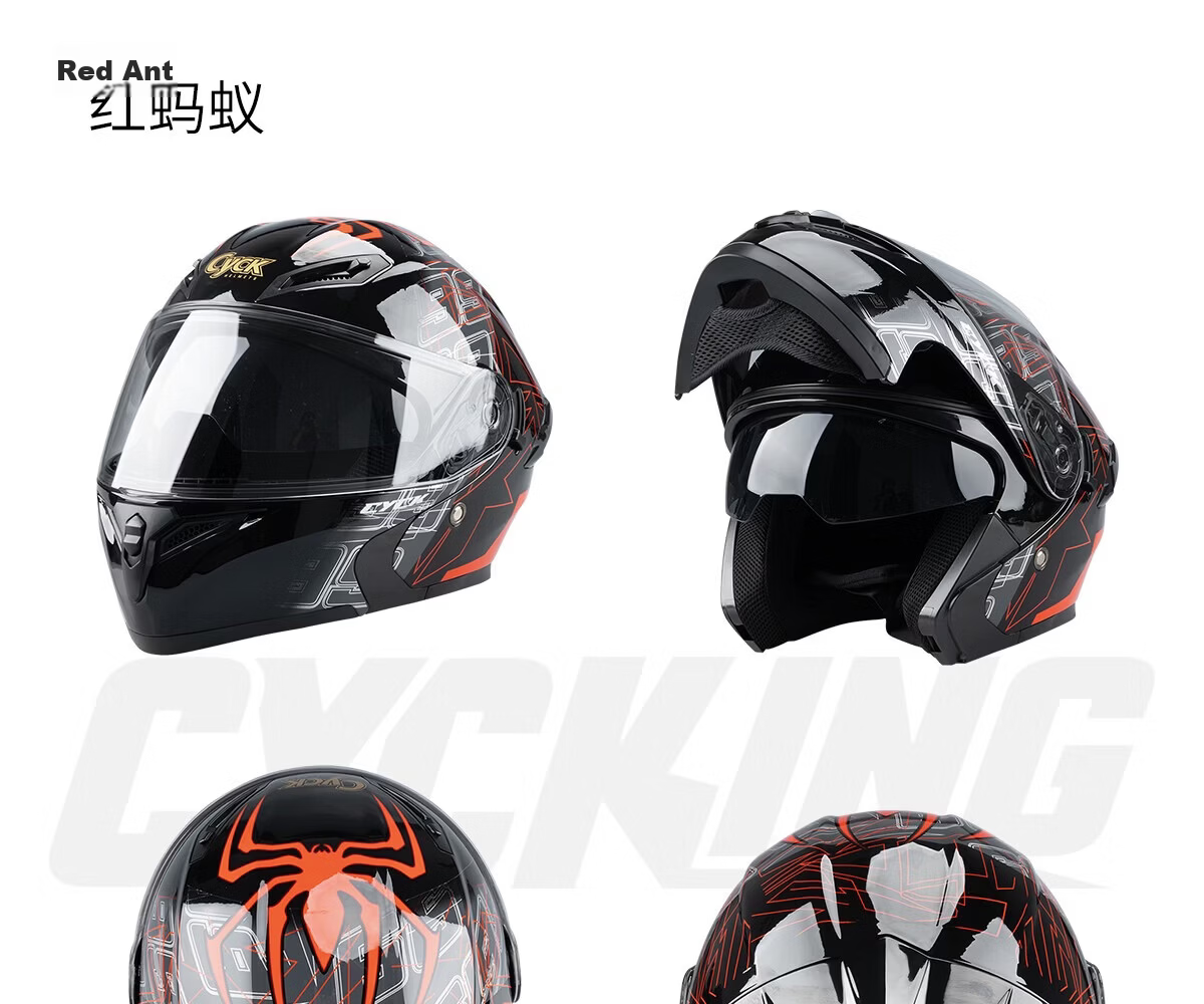 CYCKING Motorcycle Helmet with 3C Certification, Dual Visors, Bluetooth Headset, Unisex Four-Season Riding Full-Face Safety Helmet 21