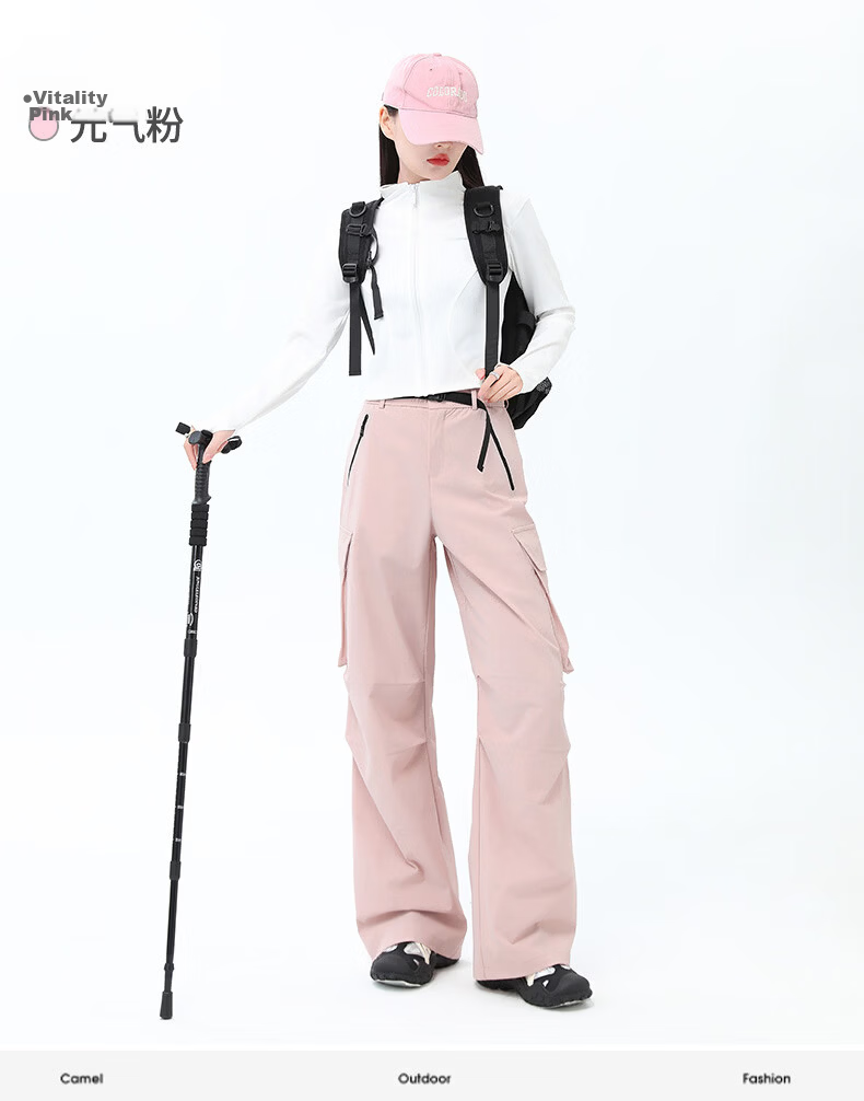 Xueqiman Women's Work Pants 2026 Summer New High-Waist Paratrooper Pants Windproof Waterproof Outdoor Hiking Sports Shell Pants 16