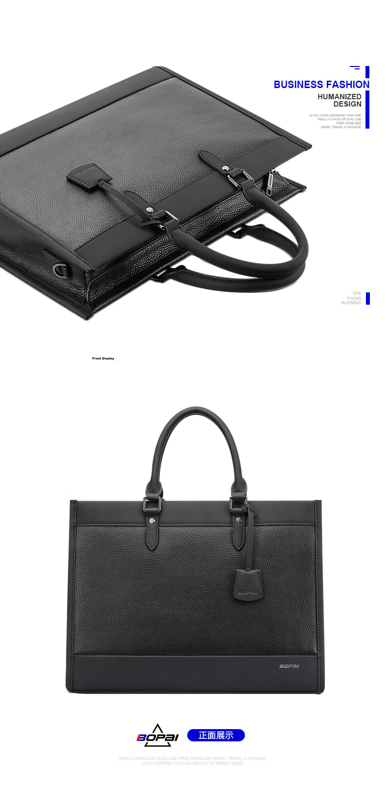 Bopai Briefcase, Large Capacity Business Handbag for Men, Top-Grain Leather Laptop Bag, Father's Day Gift 10