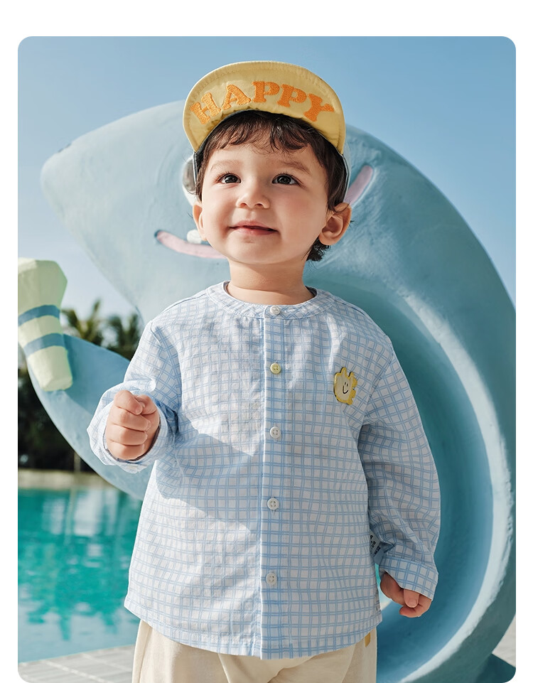 Balabala Kids Baby Long Sleeve Shirt Infant Shirt Boys Girls 2026 New Summer Thin Plaid Stylish Shirt 21