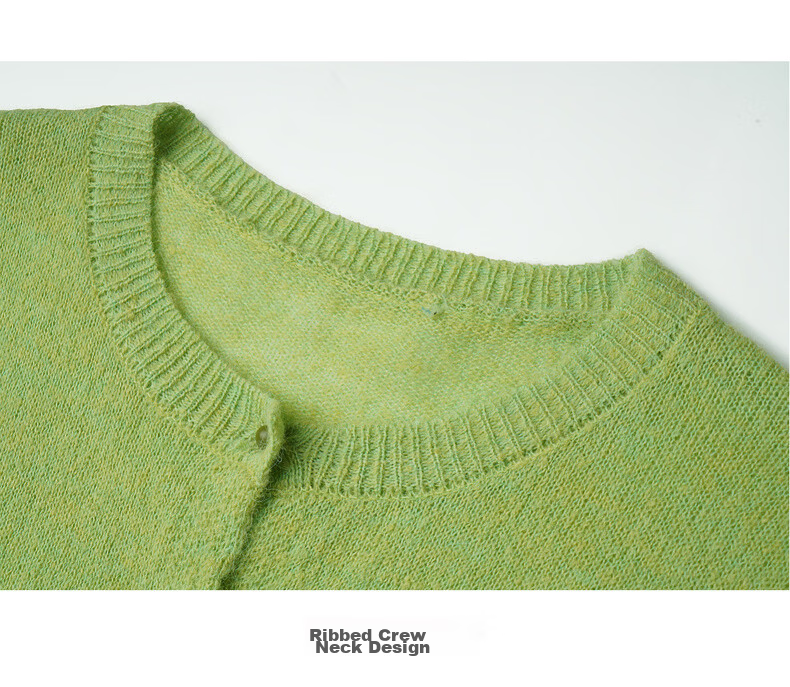 Olrain Women's Spring Commuter Color-Block Lace Spliced Long Sleeve Soft Knit Cardigan Green XL 19