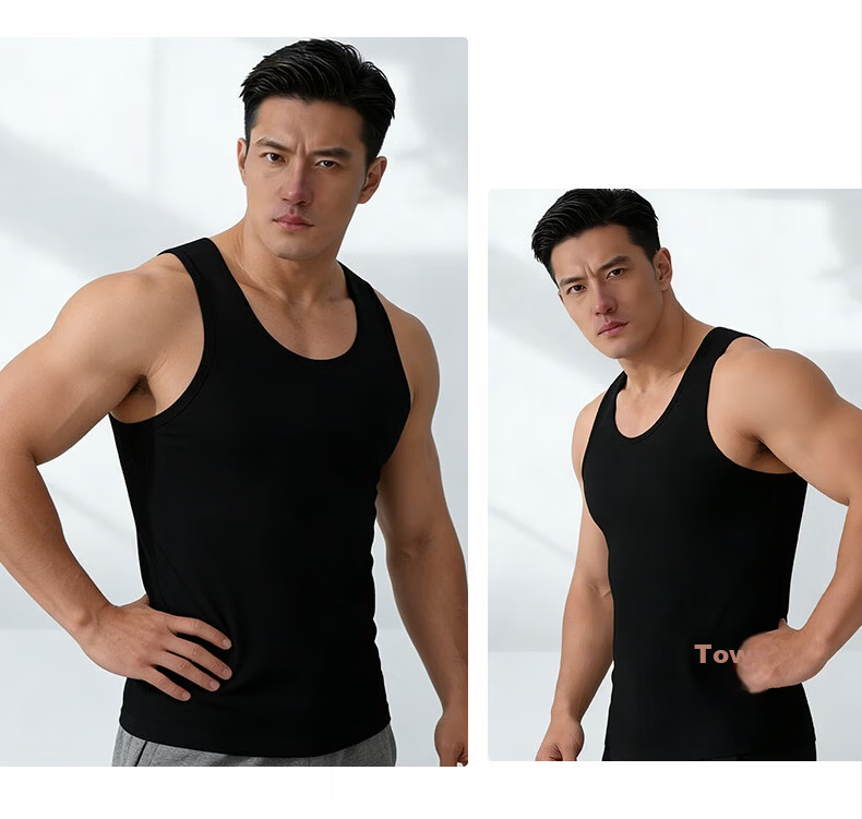 Hengyuanxiang Men's Pure Cotton Sleeveless Antibacterial Breathable Sports Tank Top Combed Cotton Summer Undershirt 18