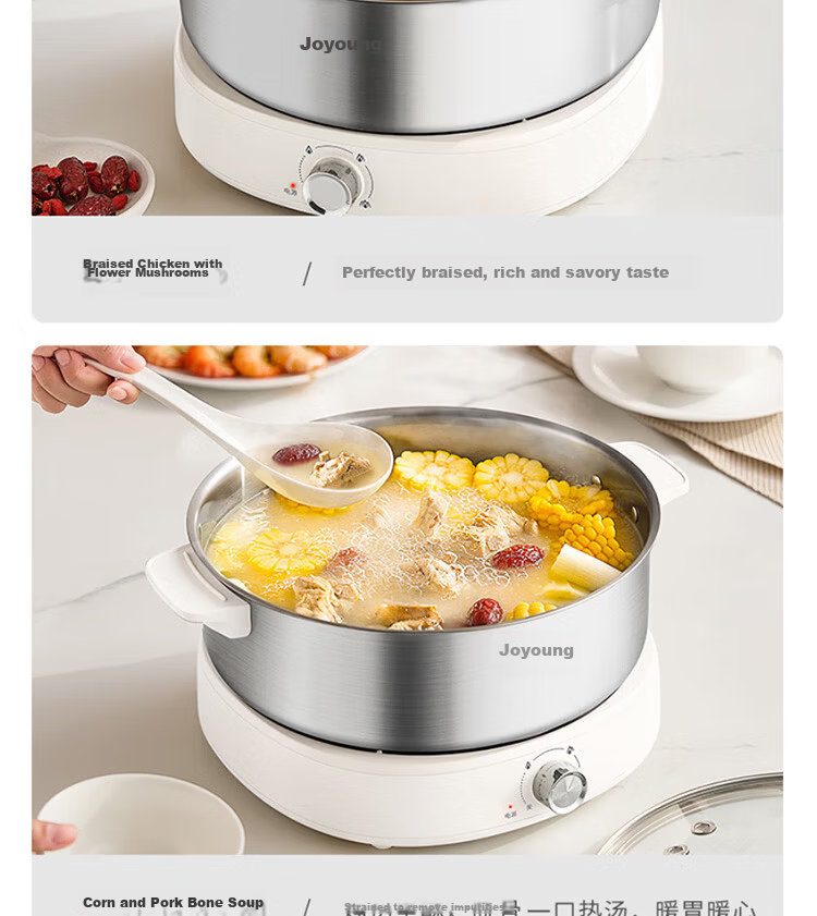 Joyoung 6L Multifunctional Electric Hot Pot 2200W High Power Non-Stick Detachable Stainless Steel Steamer HG60-GN64 20
