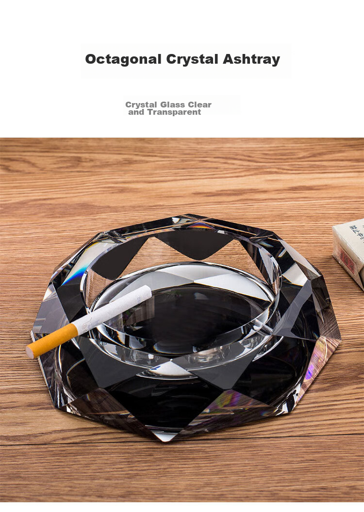 Youjialiangpin Octagonal Crystal Ashtray, Living Room And Conference Room Desktop Decoration, Popular Small Gift, 15CM Large Size 1