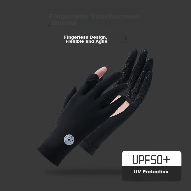 Jian Cai Women's Summer Thin Sunscreen Gloves Driving Cycling Non-slip UV Protection Touchscreen Hollow Palm Breathable Ice Silk