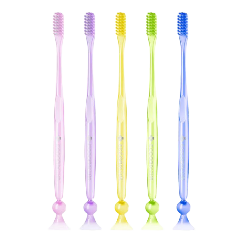 Baixi Small Head Toothbrush, 5 Pieces, Bottom Suction Cup, Fine Soft Bristles, for Men And Women, Home Oral Cleaning, Teeth Protection, Valentine's Day Gift