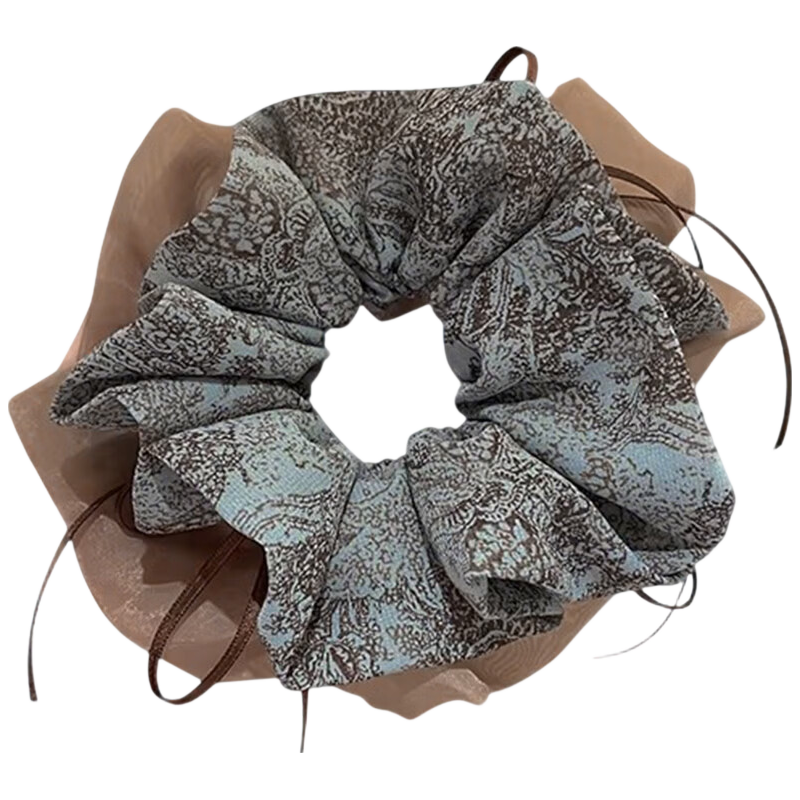 Kousu New Chinese Style Double Layer Bowknot Large Scrunchie Women's Slim Waist Low Ponytail Hair Tie Bun Hair Accessory Elastic Band
